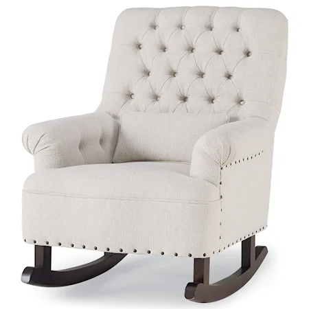 Story Teller Vintage Tufted Rocking Chair with Nailheads